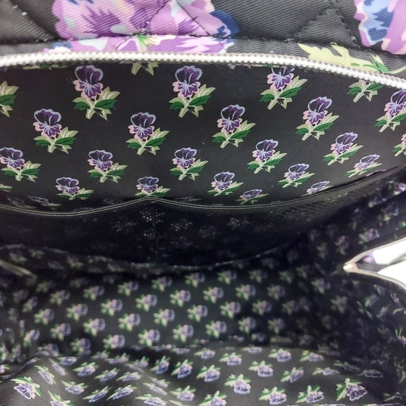 Vera Bradley Performance Twill Campus Backpack Floating Plum Pansies - Picture 5 of 6